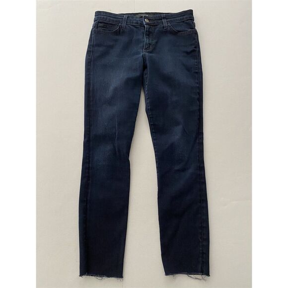 Joe's Jeans 28 x‎ 27 The Skinny Dark Wash Flex Denim Crop Raw Hem Jeans - Picture 1 of 9